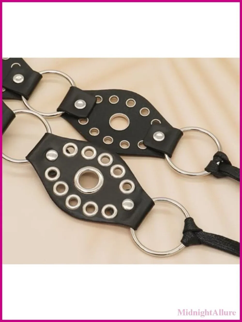 PU Leather Knotted Waist Belt Punk Rivet Ring for Dresses
